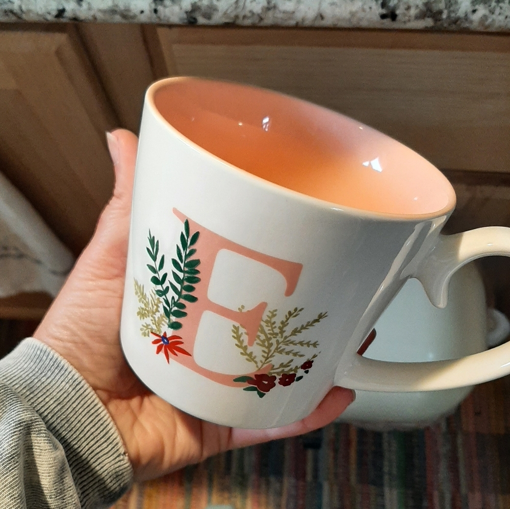 Floral Monogram Mug with Pink Interior